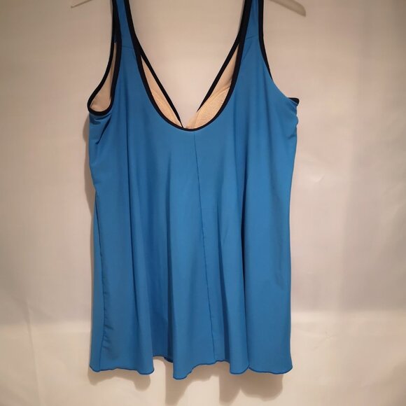Christina Ladies Size 18W One Piece Blue with Navy Accents Bathing Suit - Picture 2 of 8